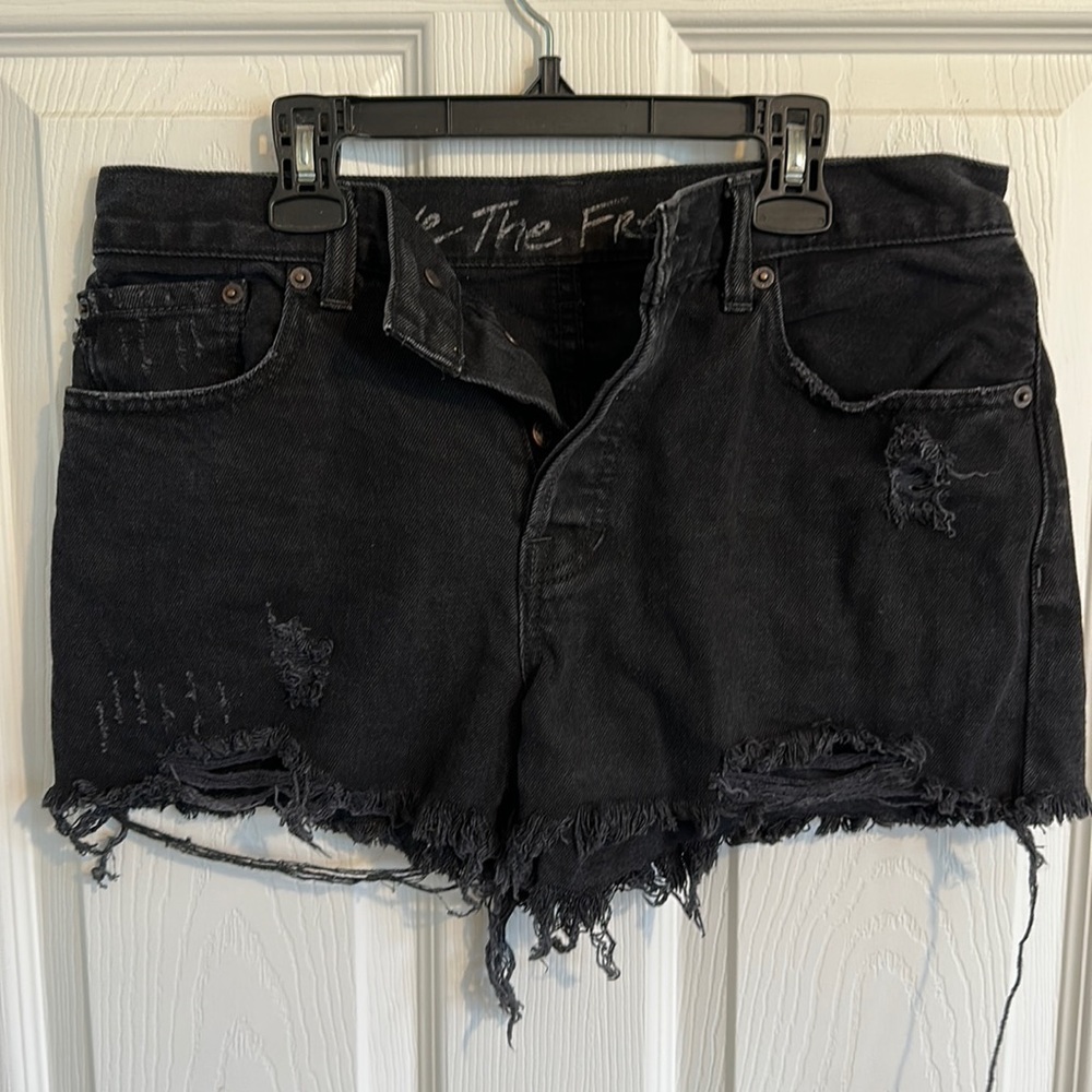 Free People black denim cutoff short